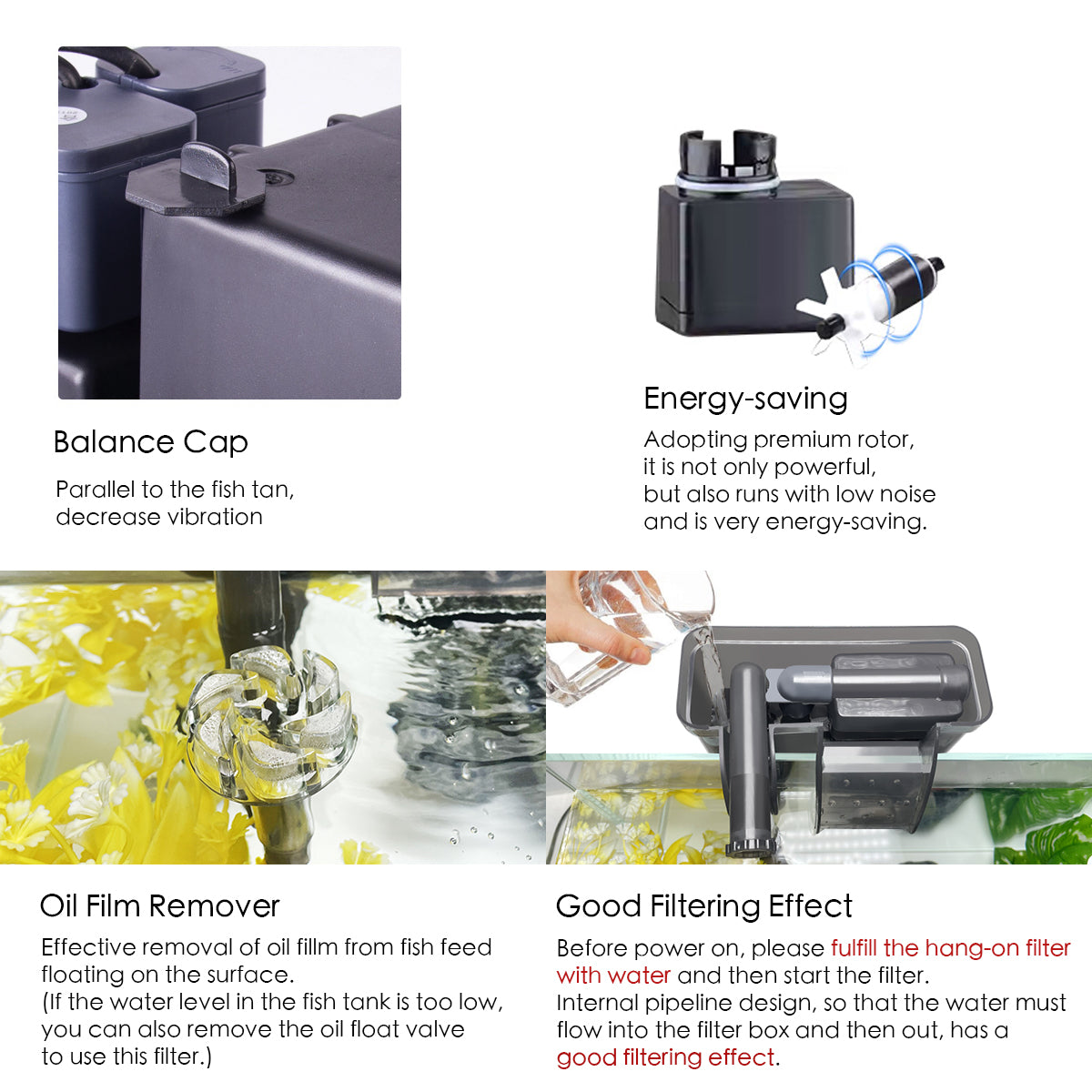 Hang on Aquarium Filter with Activated Carbon Cartridge