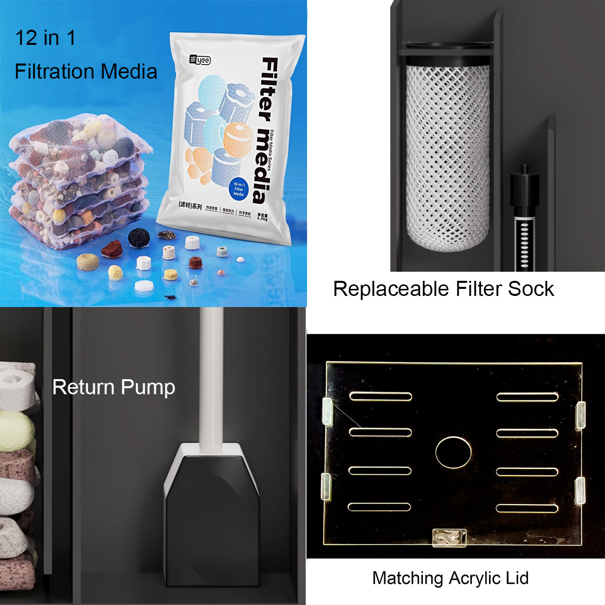 KYOTO-60 Complete set of Aquarium with Rear Filtration System