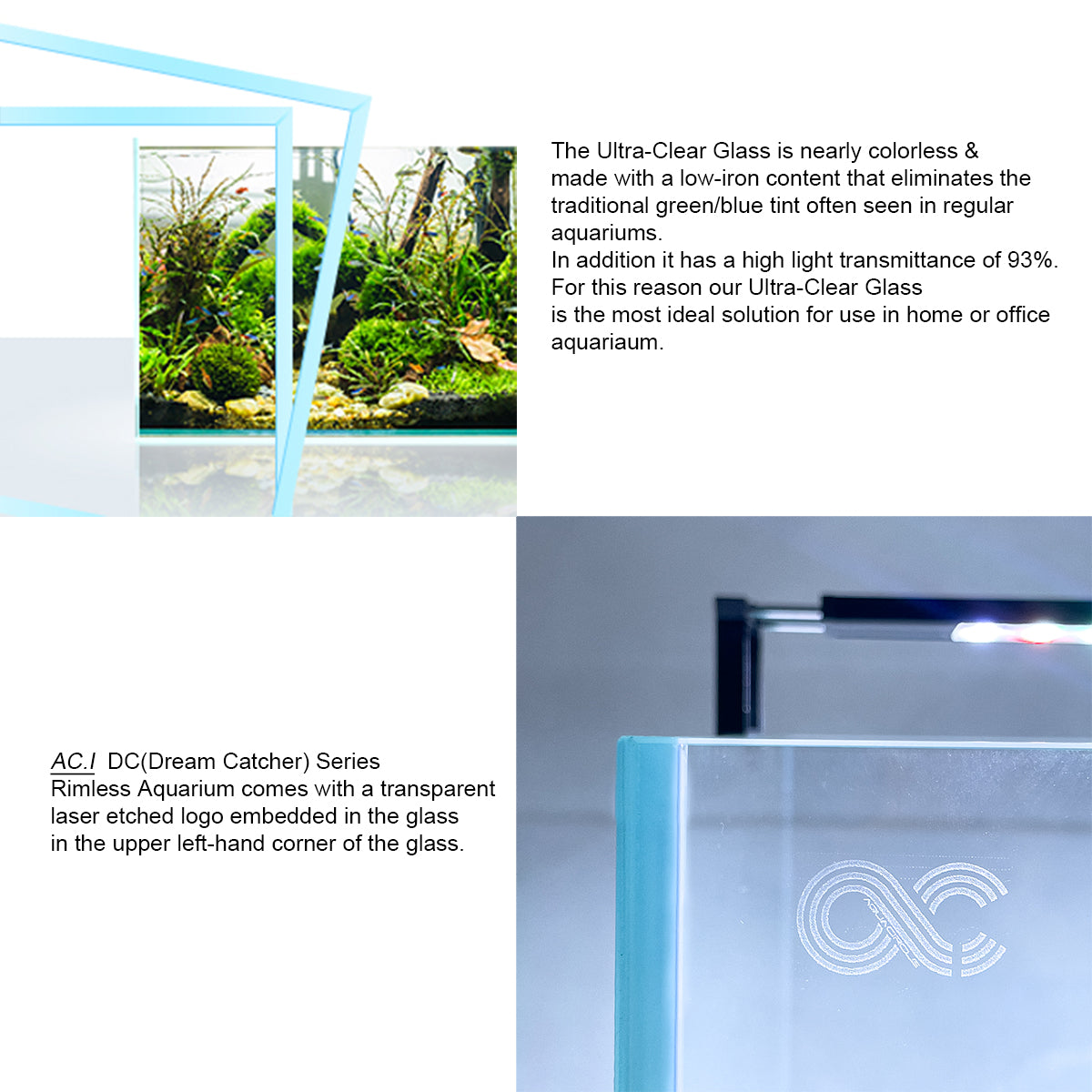 AC.I Premium Rimless Aquarium with 45° Clear-Cut Mitered Edges