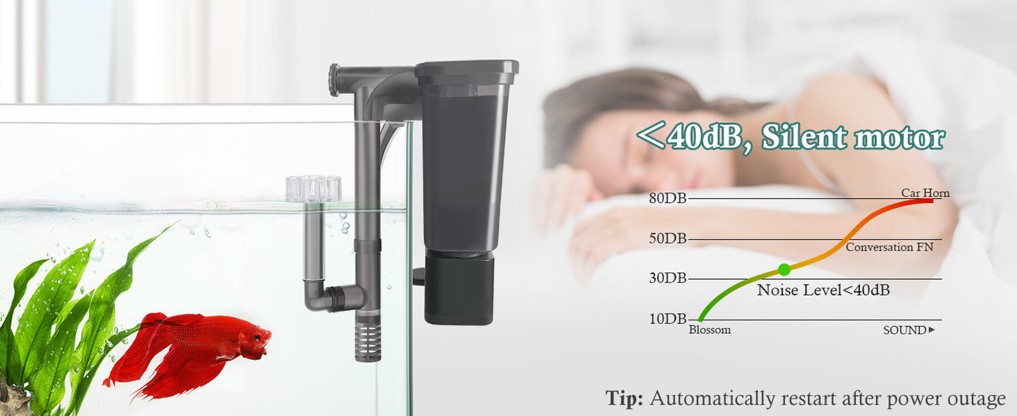 Hang on Aquarium Filter with Activated Carbon Cartridge